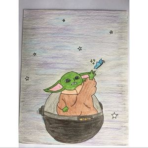 Baby Yoda and butterfly 🦋 💚